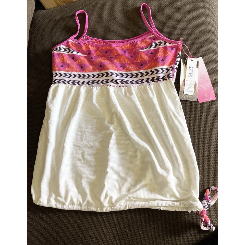 NWT Carve Designs Caeli Tank Sz Md Raspberry Tulum Geometric Adjustable Strap